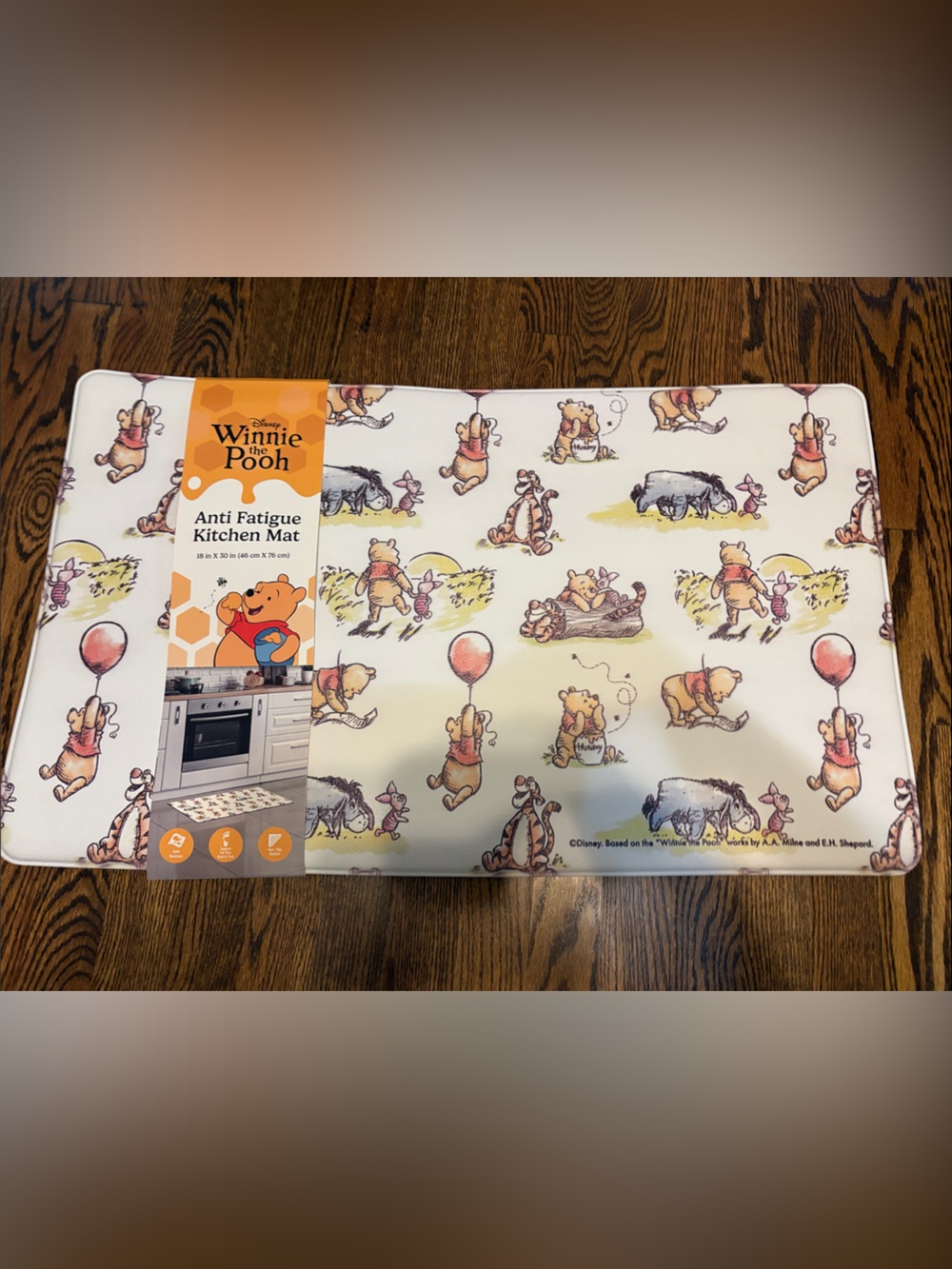 Winnie the Pooh Anti-Fatigue Kitchen Mat - Cream with Pastel Print 18x30